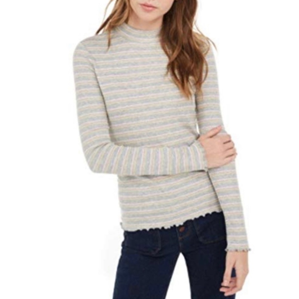 Hippie rose long sleeve junior ribbed mock neck  new size m
